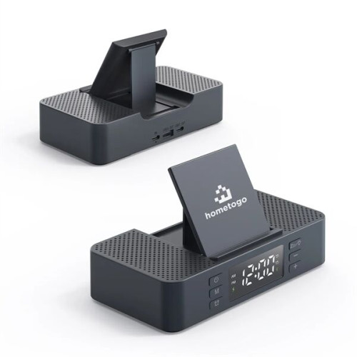 EchoPower Dual Speaker Wireless Clock: 15W Charging & Phone 