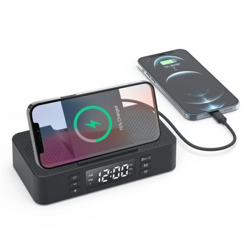 EchoPower Dual Speaker Wireless Clock: 15W Charging & Phone 
