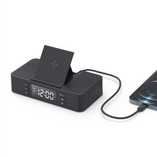 EchoPower Dual Speaker Wireless Clock: 15W Charging & Phone 