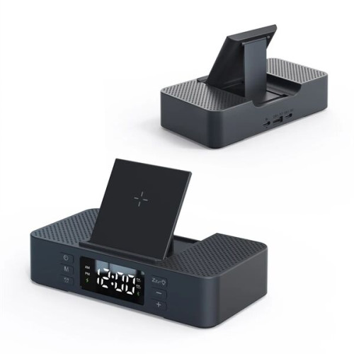EchoPower Dual Speaker Wireless Clock: 15W Charging & Phone 