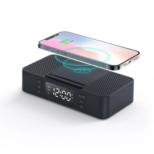 EchoPower Dual Speaker Wireless Clock: 15W Charging & Phone 