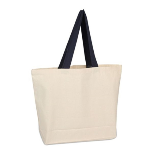 100% Cotton Canvas Beach Bag With Colored Handles