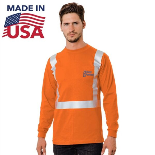 Class 2 USA-Made Poly-Cotton Safety Long Sleeve T-Shirt