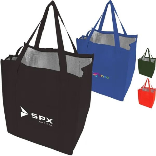Non-Woven Insulated zipper Grocery Tote Bag (13"X15"X9")