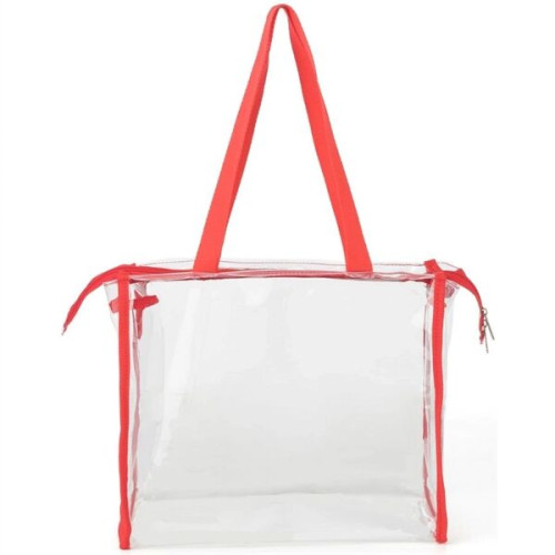 Clear Stadium PVC Transparent Zipper Tote Bag (12"X12"X6")
