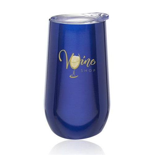 9 oz. Stemless Flute Wine Glass with Lid