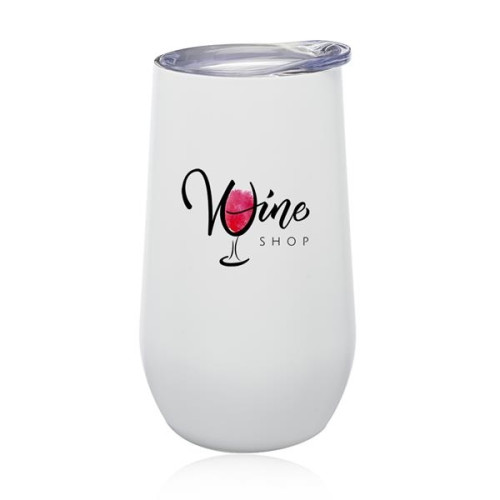 9 oz. Stemless Flute Wine Glass with Lid