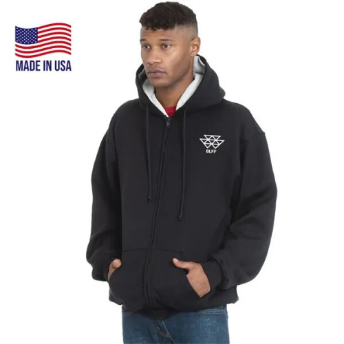 USA-Made 100% Pre-Shrunk Heavy Thermal Lined Full Zip Hoodie
