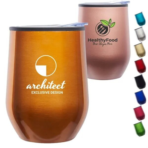 12 Oz. Shelby Stemless Wine Glasses W/ Convenient Lid