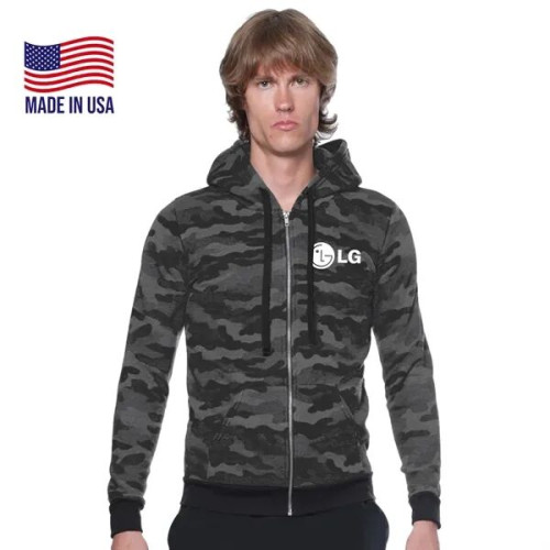 USA Made Unisex Triblend Full Zip Camo Hoody