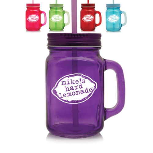 15 oz. Colored Mason Jars with Straw