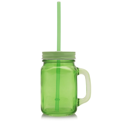 15 oz. Colored Mason Jars with Straw