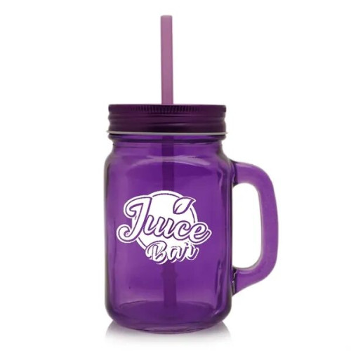 15 oz. Colored Mason Jars with Straw