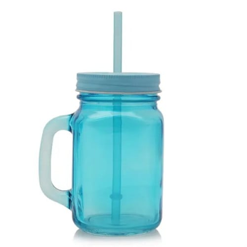 15 oz. Colored Mason Jars with Straw