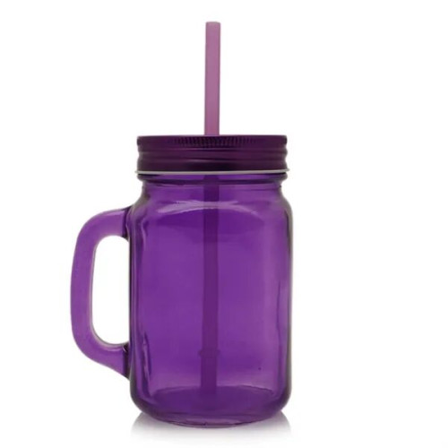 15 oz. Colored Mason Jars with Straw