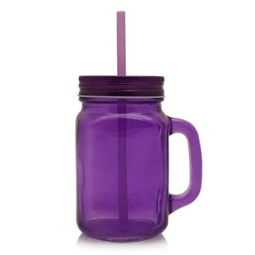 15 oz. Colored Mason Jars with Straw