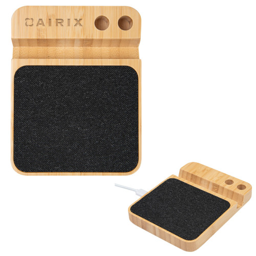 10W Bamboo Wireless Charger With Pen Holder