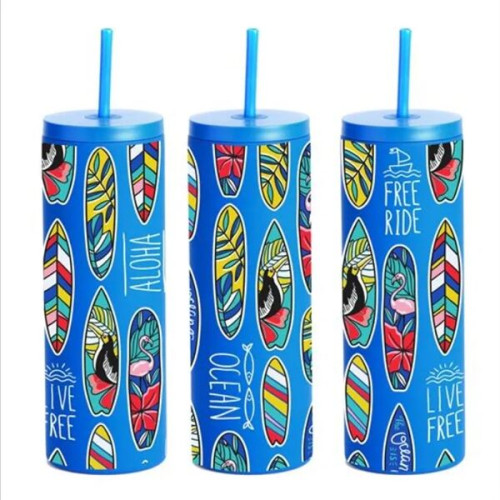 20oz Slim Rubberized Tumbler With Spill Reduction Straw