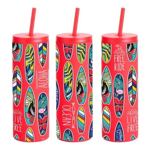 20oz Slim Rubberized Tumbler With Spill Reduction Straw