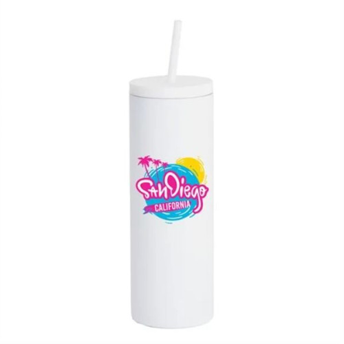 20oz Slim Rubberized Tumbler With Spill Reduction Straw