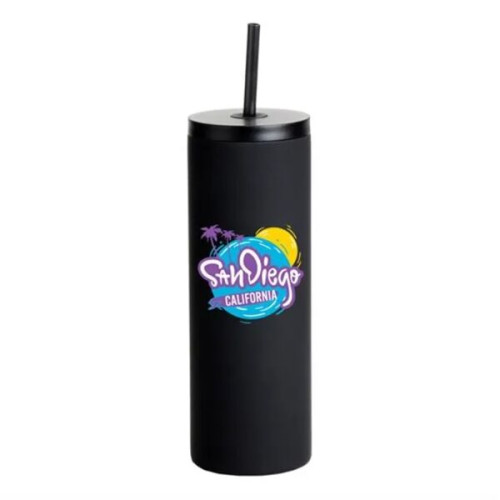 20oz Slim Rubberized Tumbler With Spill Reduction Straw