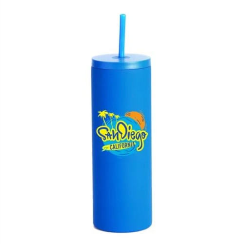 20oz Slim Rubberized Tumbler With Spill Reduction Straw