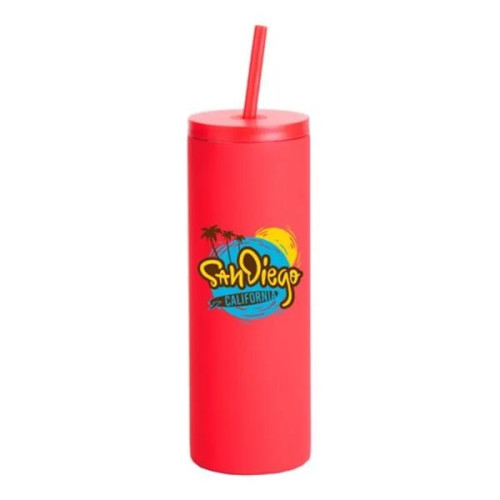20oz Slim Rubberized Tumbler With Spill Reduction Straw