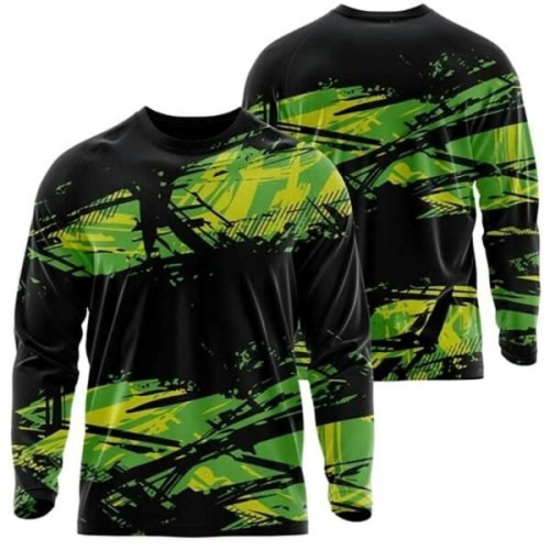 75D Fluorescent Digital Print Men's Long Sleeve T-Shirt