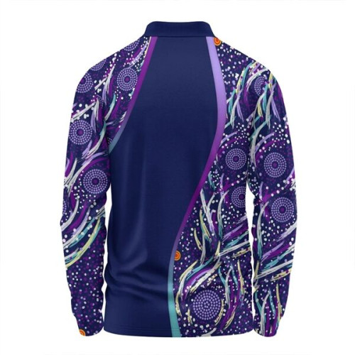 75D Fluorescent Digital Print Men's Long Sleeve Polo