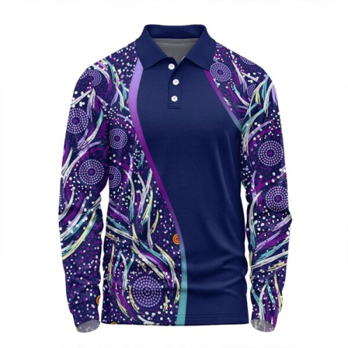 75D Fluorescent Digital Print Men's Long Sleeve Polo