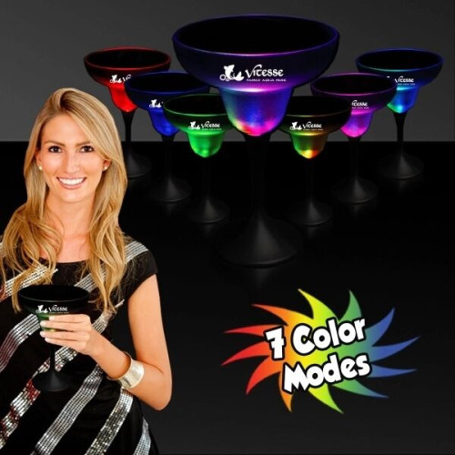10 oz. LED Margarita w/ Black Stem & Frosted Top