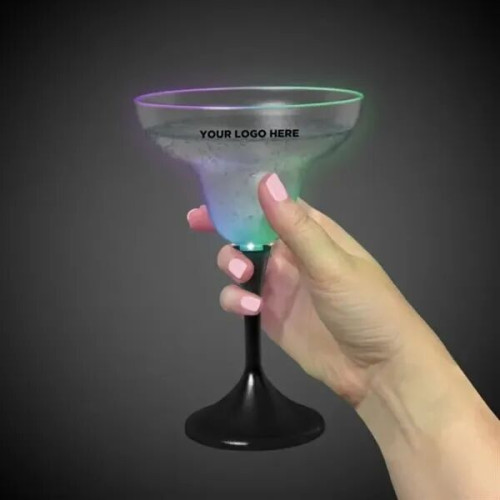 10 oz. LED Margarita w/ Black Stem & Frosted Top