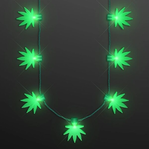 Light Up Cannabis Party Necklace, 7 Leaves