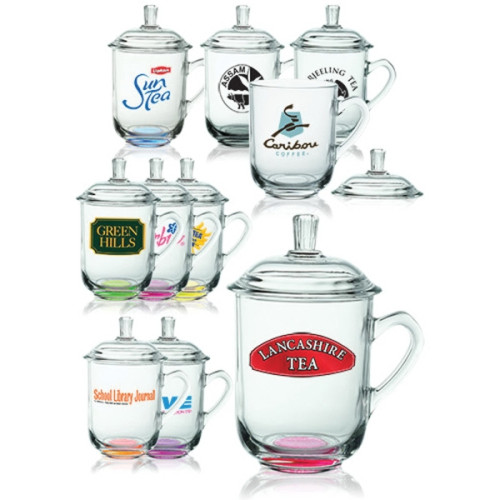 13 oz. Glass Tea Cups with Lids