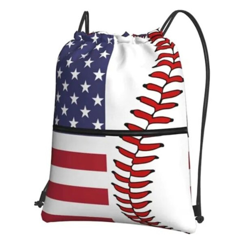 Premium Sublimated Drawstring Zipper Pocket Backpack 14"x17"
