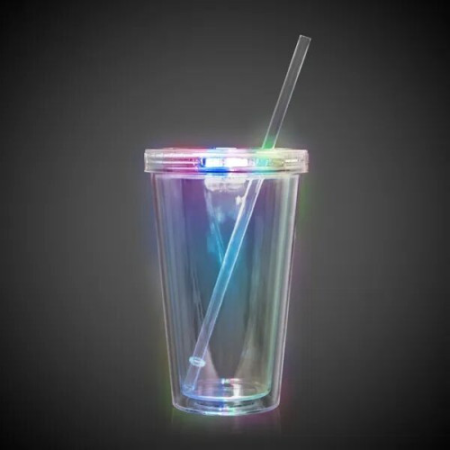 Light Up Travel Cup with Lid and Straw