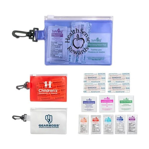 First Aid in Zip Close Pouch with Carabiner