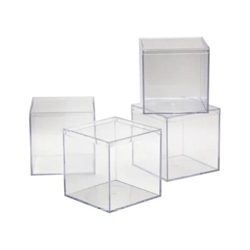 4" x 4" x 4" Clear Plastic Box