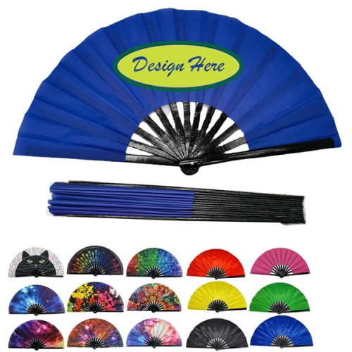 Funny Large Bamboo Fan With UV Reactive Ink