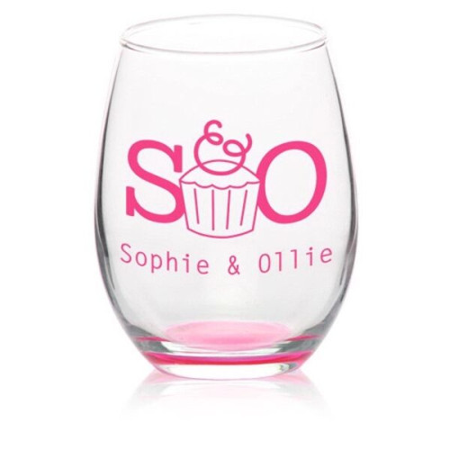 9 oz. Stemless Etched Wine Glasses