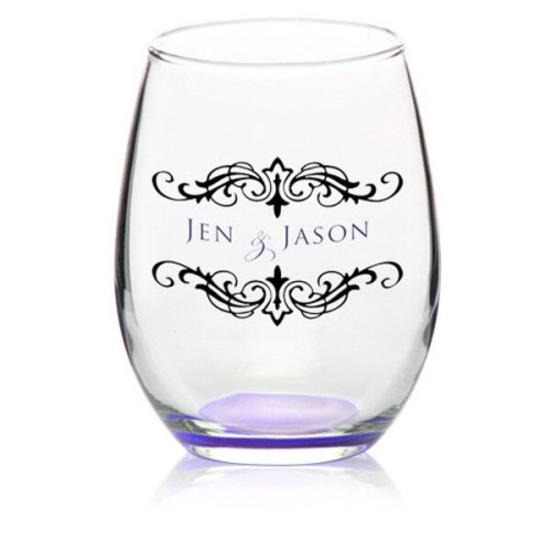 9 oz. Stemless Etched Wine Glasses