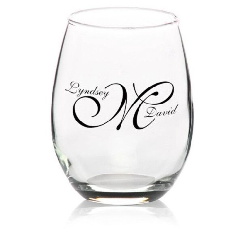 9 oz. Stemless Etched Wine Glasses