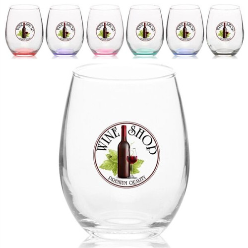 9 oz. Stemless Etched Wine Glasses