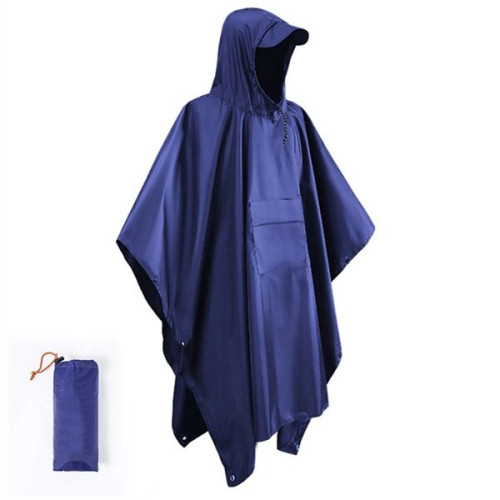 Drawstring Hooded Rain Poncho