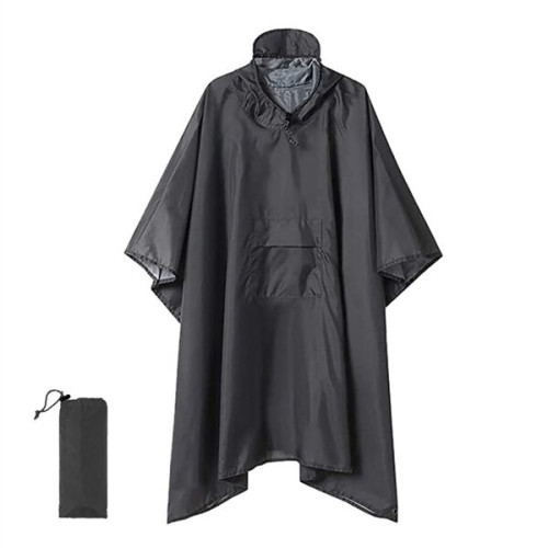 Drawstring Hooded Rain Poncho