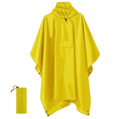 Drawstring Hooded Rain Poncho