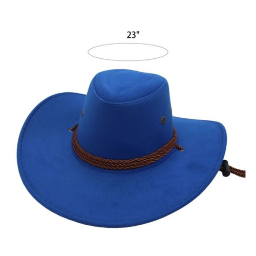 Belt Buckle Strap Felt Wide Brim Cowboy Hat