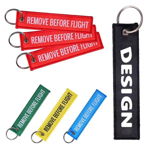 Personalized Embroidered Woven Label Keychain