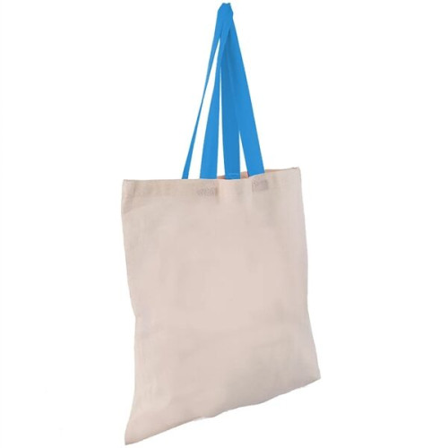 Eco-Friendly 100% Cotton Canvas Tote Bag W/ Color Handles
