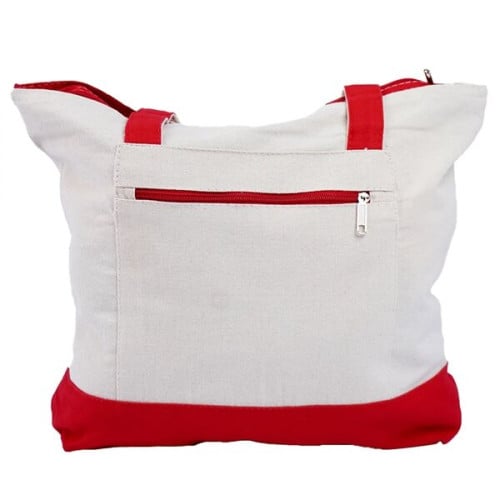 12 Oz. Cotton Canvas Zipper Shopping Tote Bag